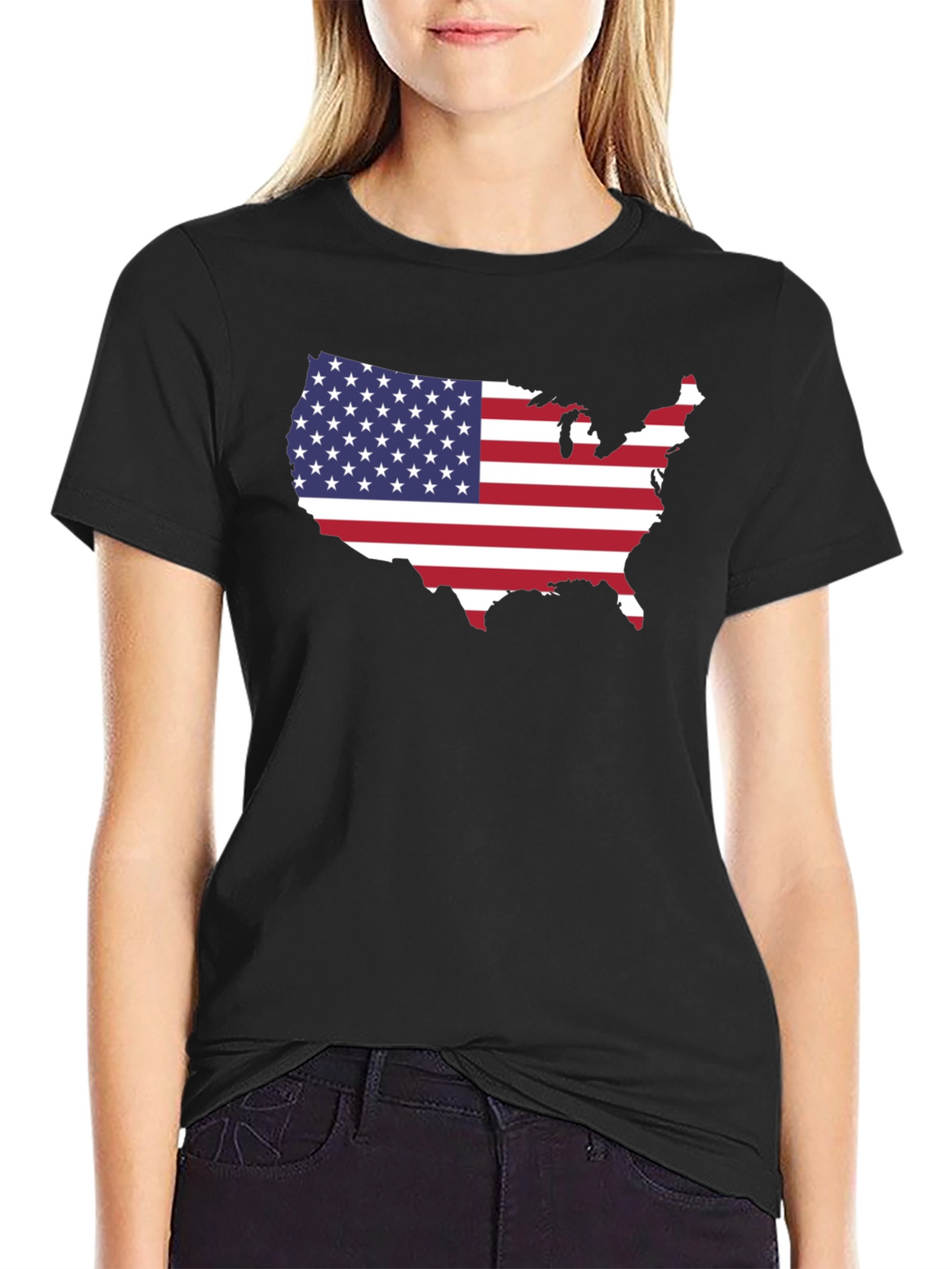 USA Flag Map Graphic Tee - Black