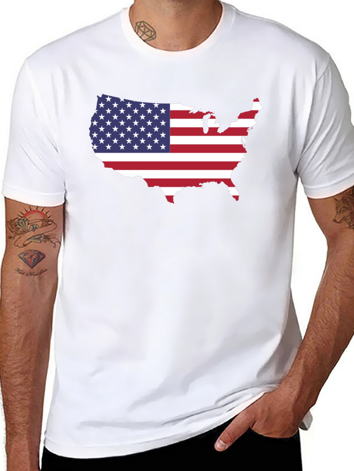 USA Flag Map Graphic Tee - Black