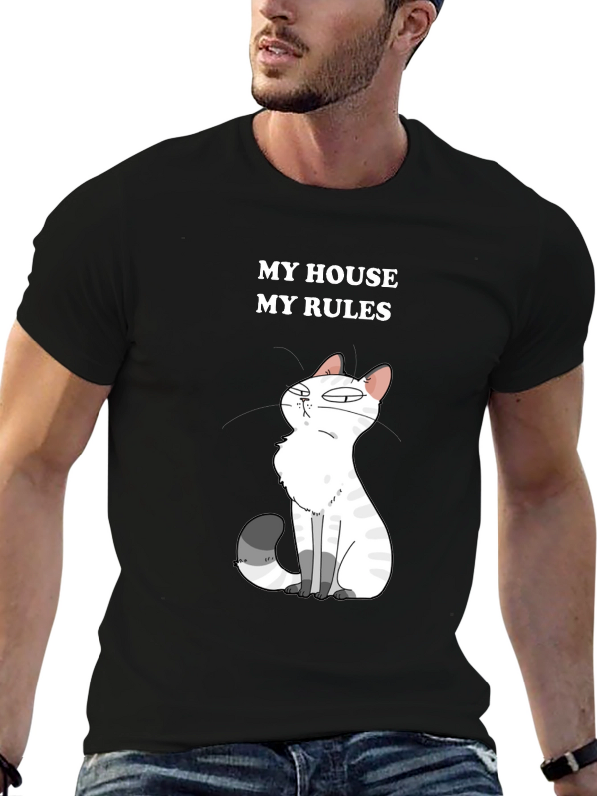 My House My Rules Cat Graphic T-Shirt