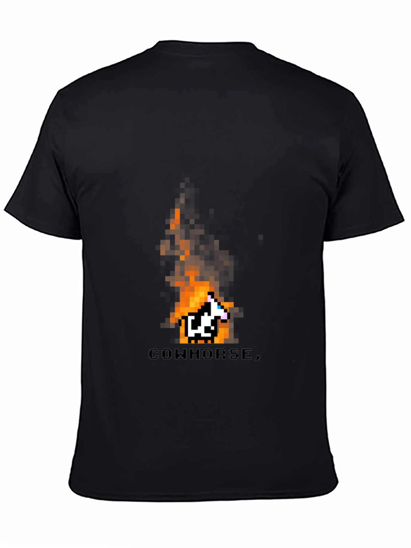 Cowhorse Pixel Art Black T-Shirt