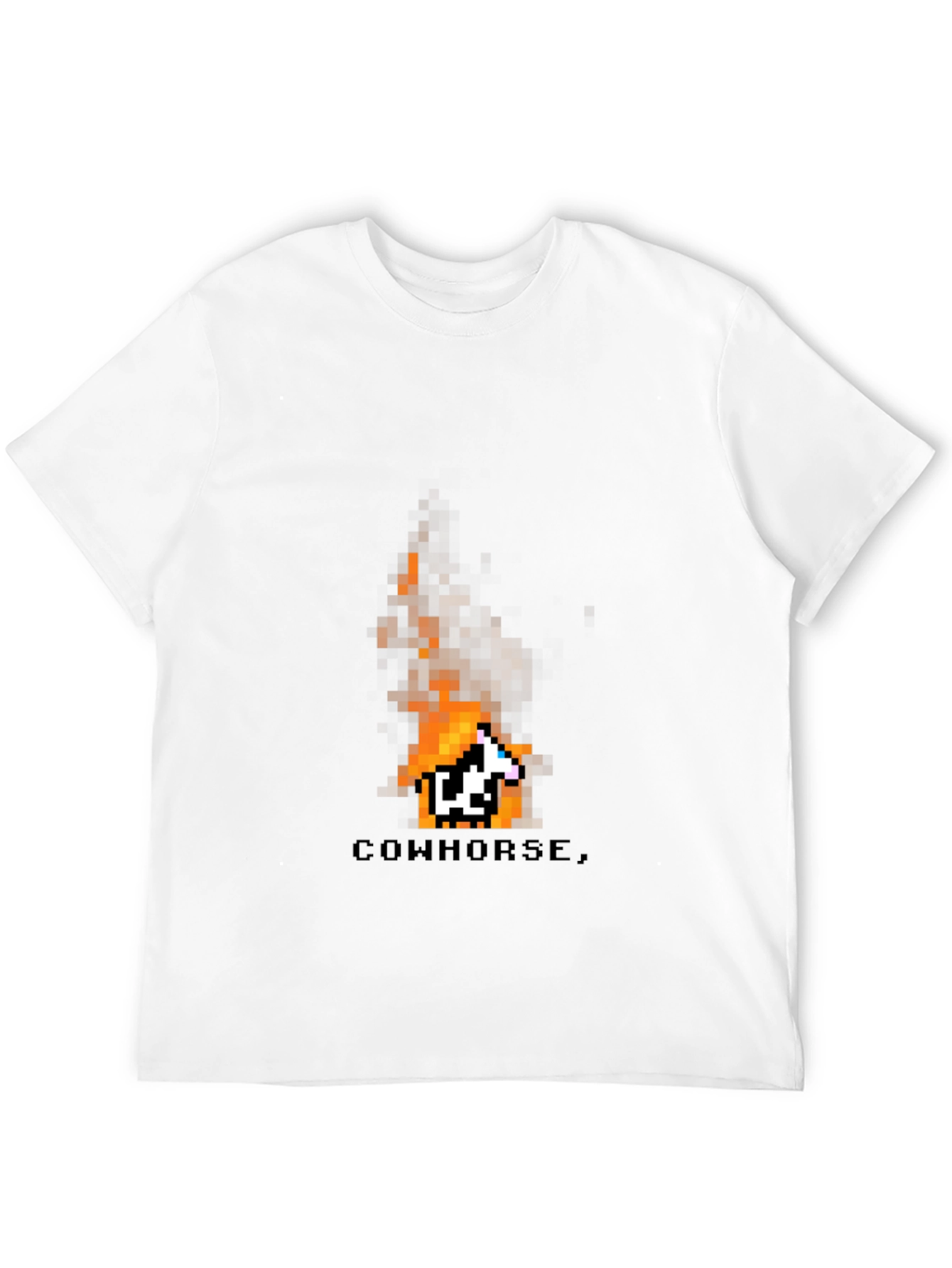 Cowhorse Pixel Art Black T-Shirt