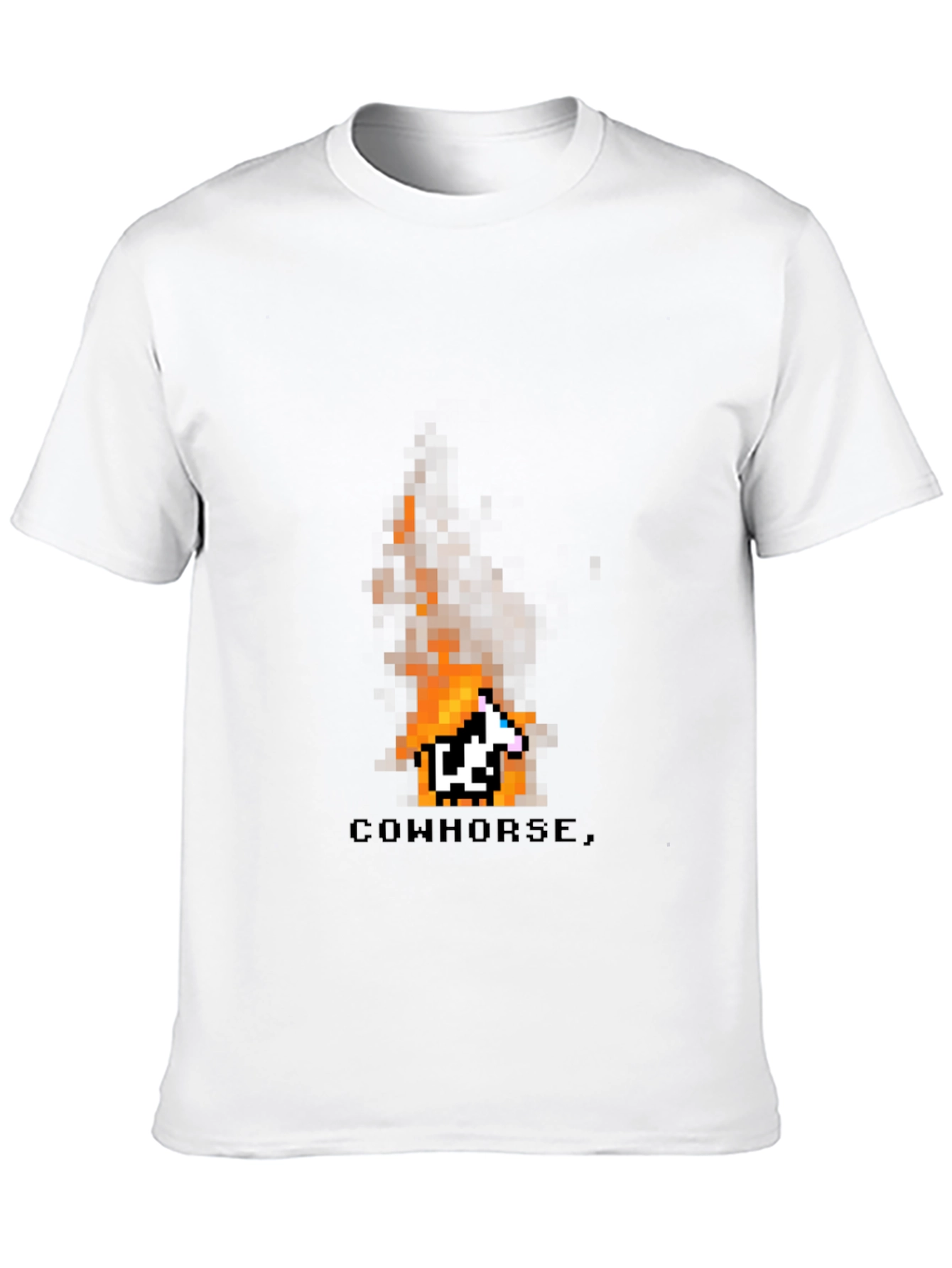 Cowhorse Pixel Art Black T-Shirt