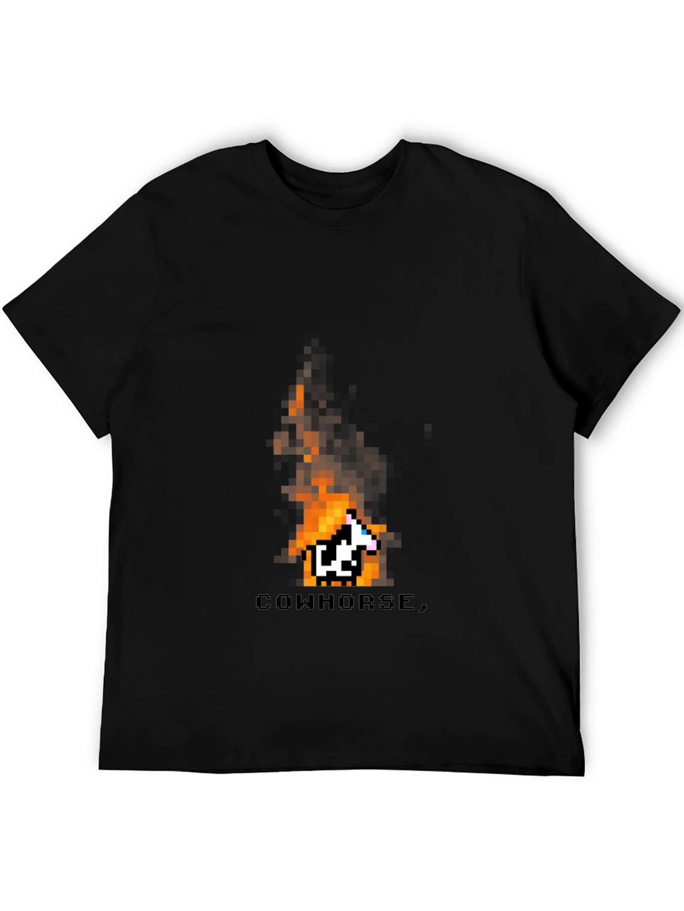 Cowhorse Pixel Art Black T-Shirt