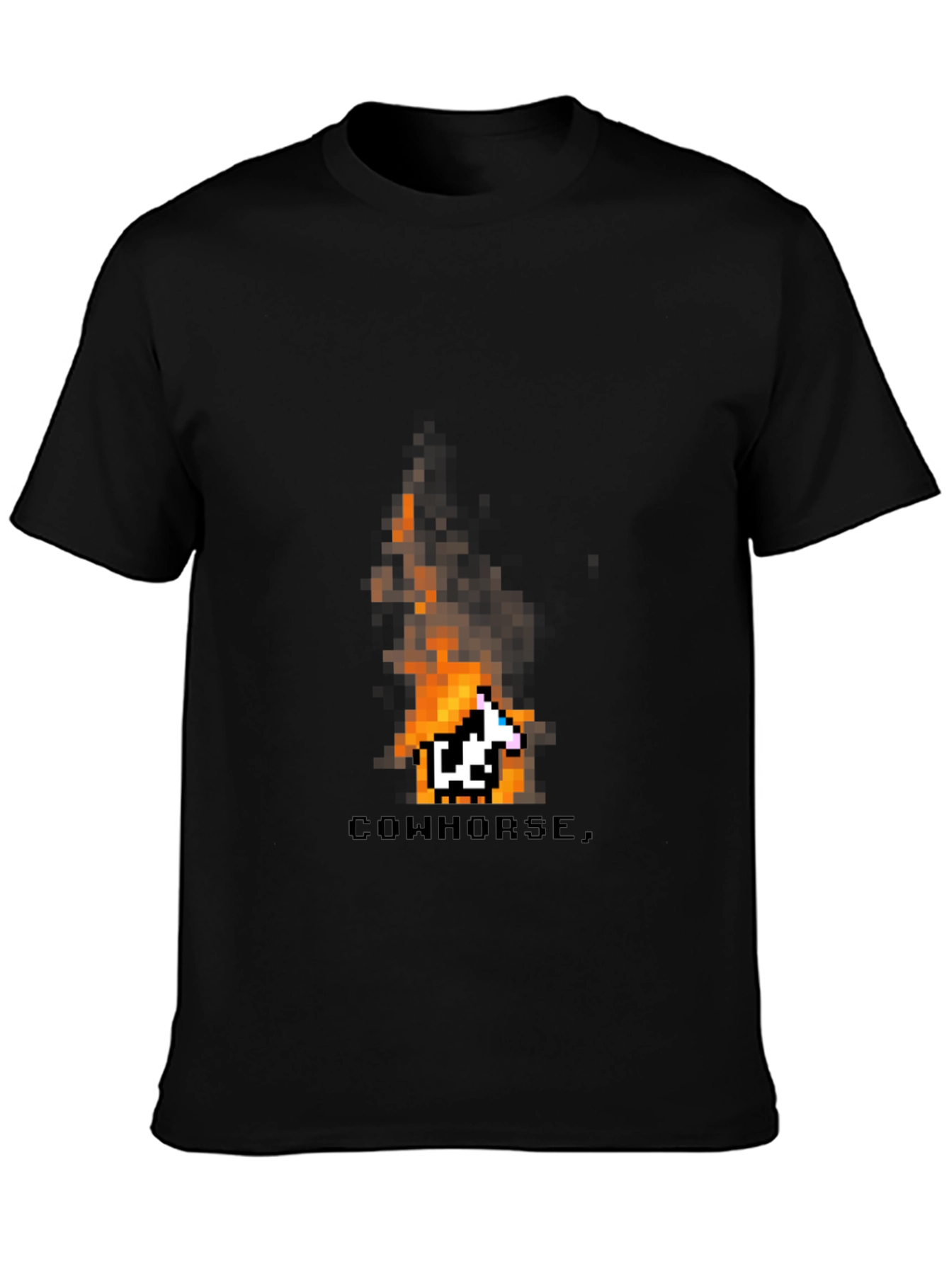 Cowhorse Pixel Art Black T-Shirt