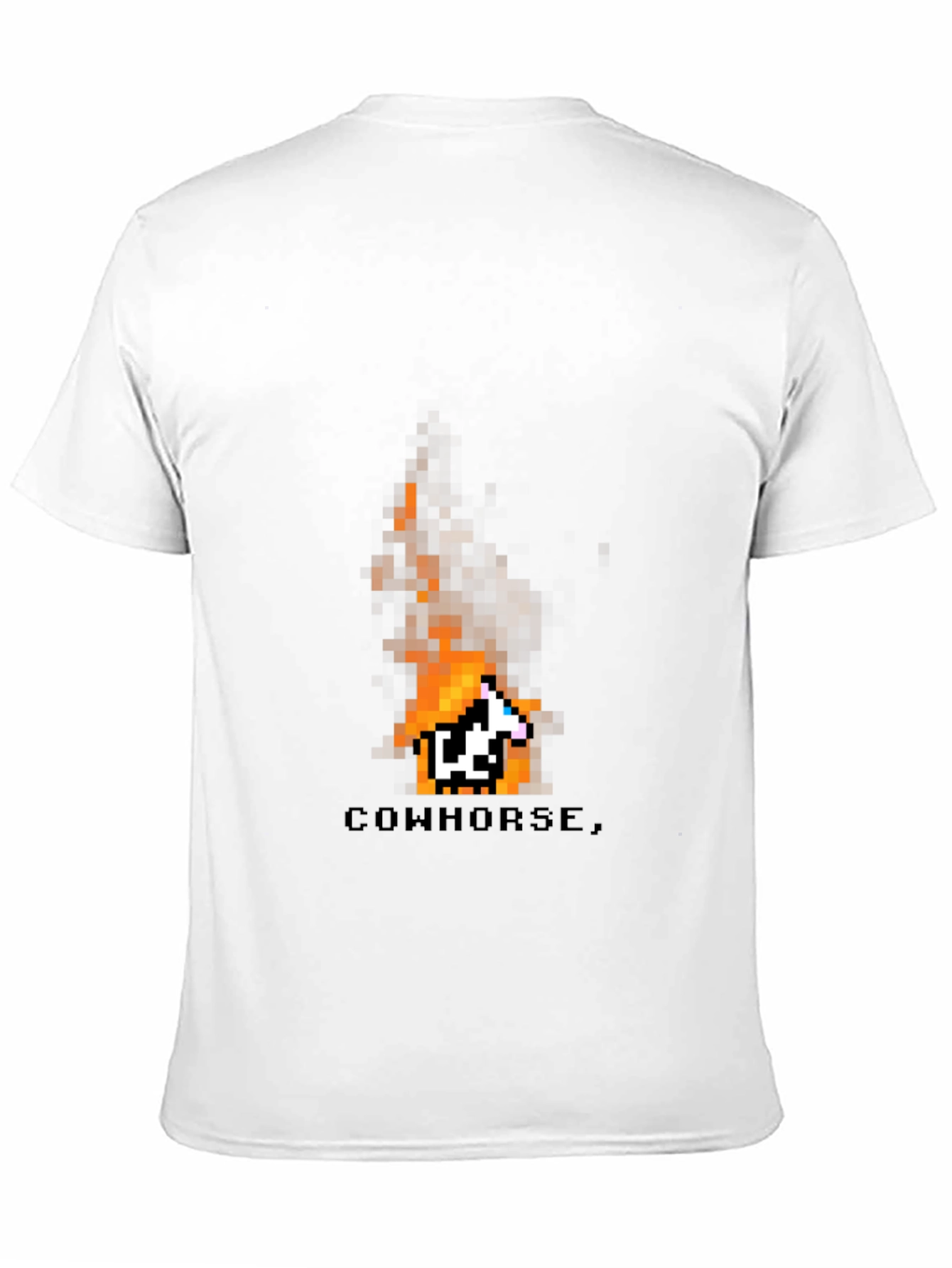 Cowhorse Pixel Art Black T-Shirt