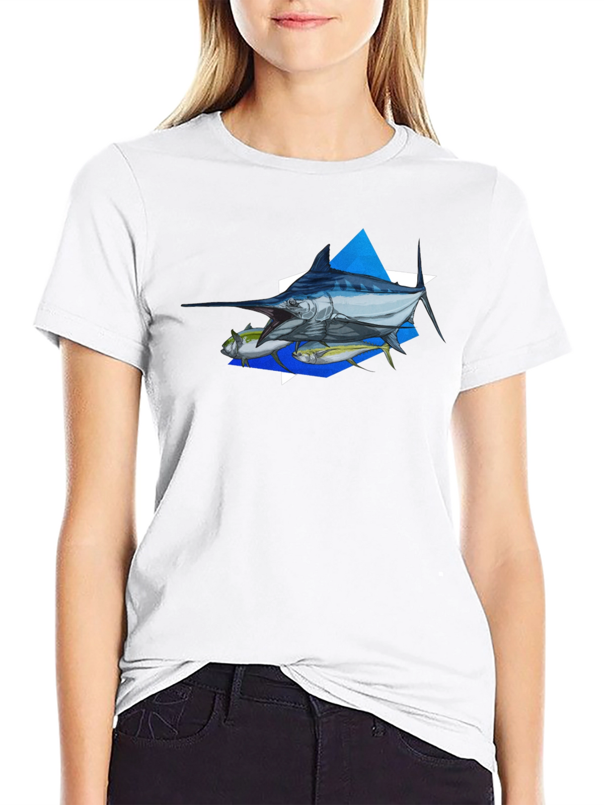 Marlin Fishing Graphic Tee - Black Cotton T-Shirt