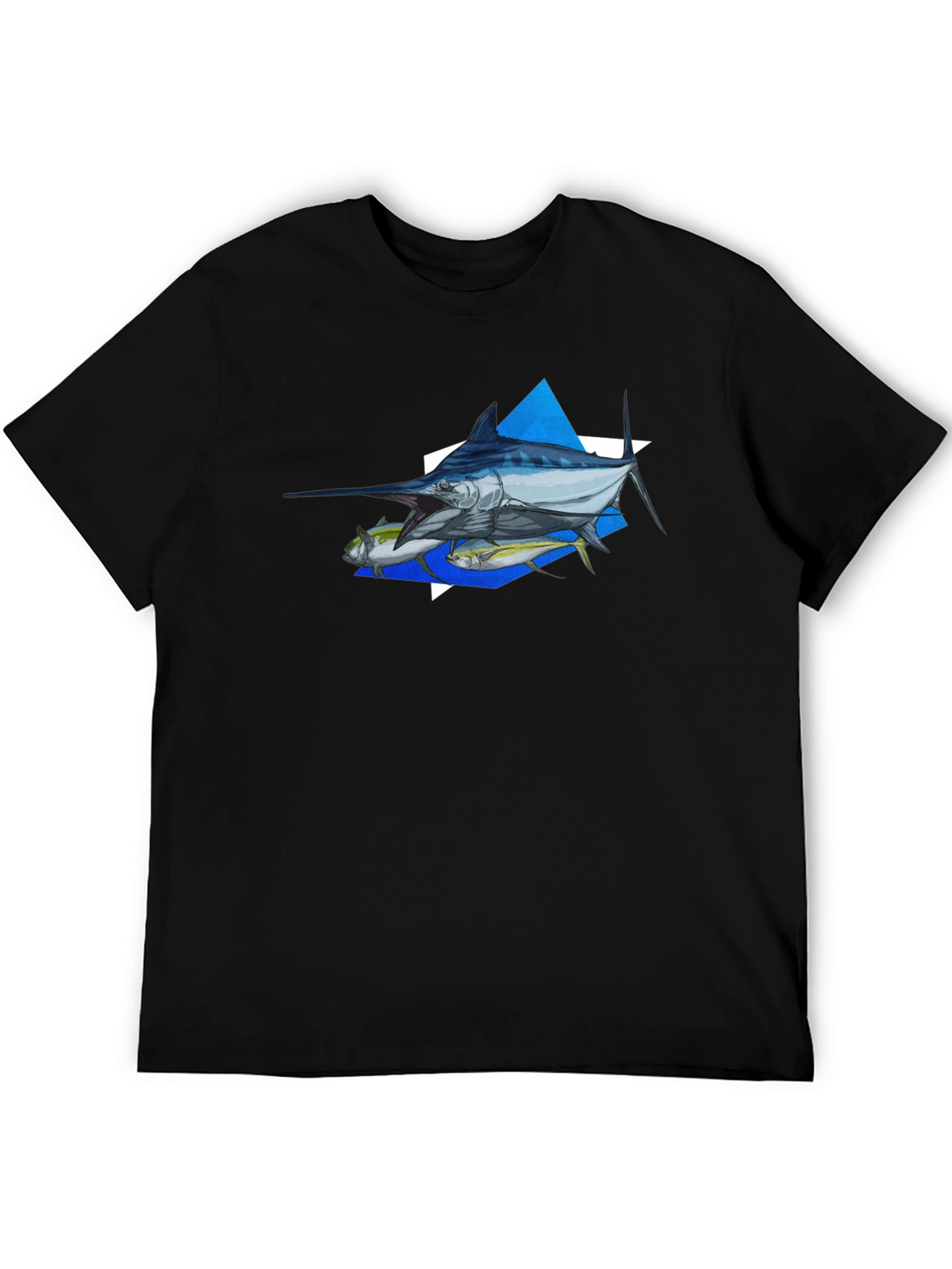 Marlin Fishing Graphic Tee - Black Cotton T-Shirt