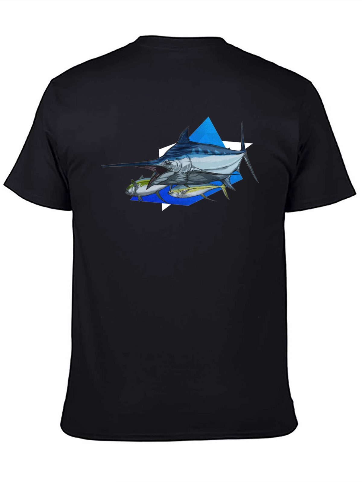 Marlin Fishing Graphic Tee - Black Cotton T-Shirt