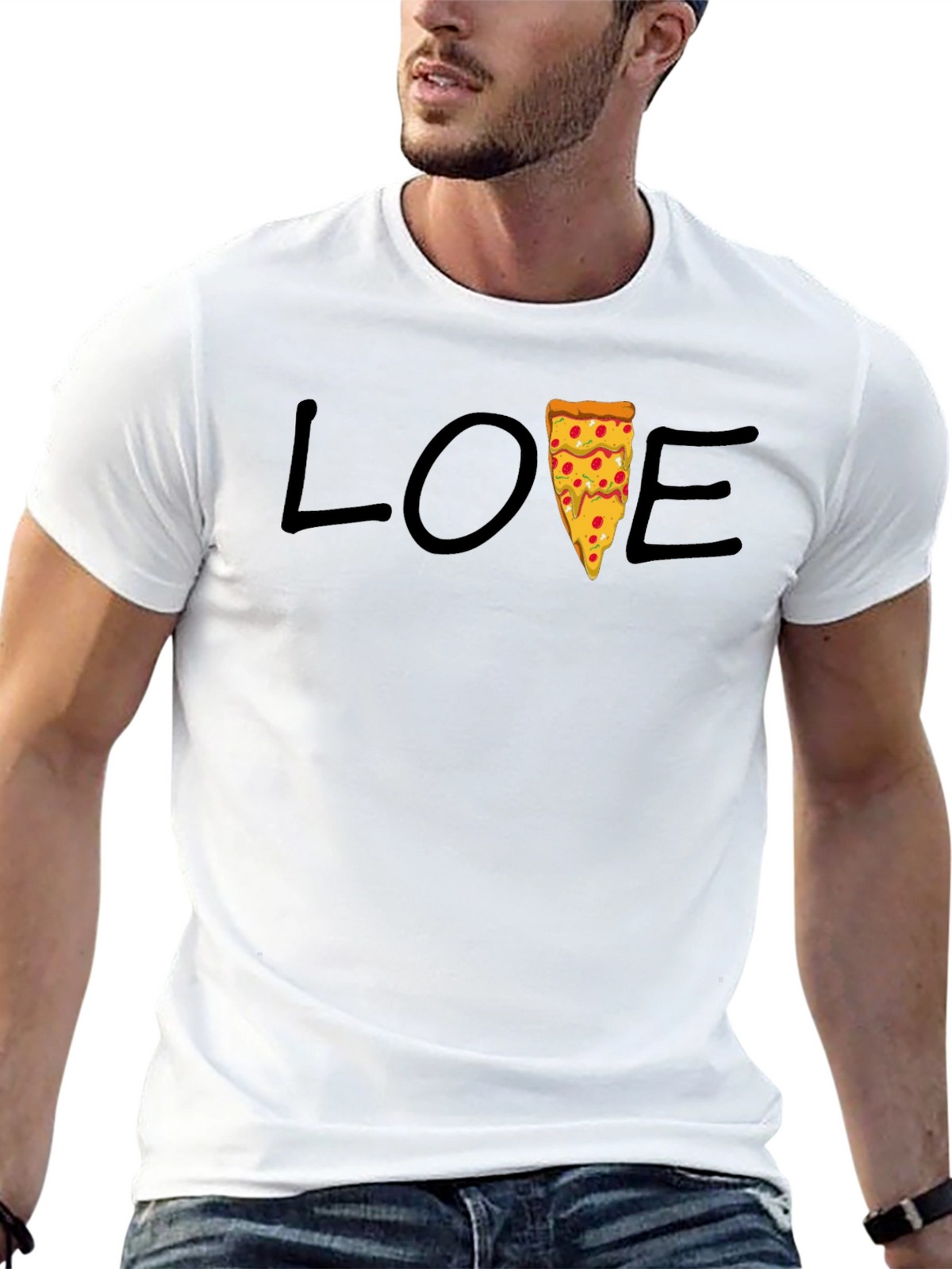 Love Pizza Graphic Tee - Casual Black T-Shirt