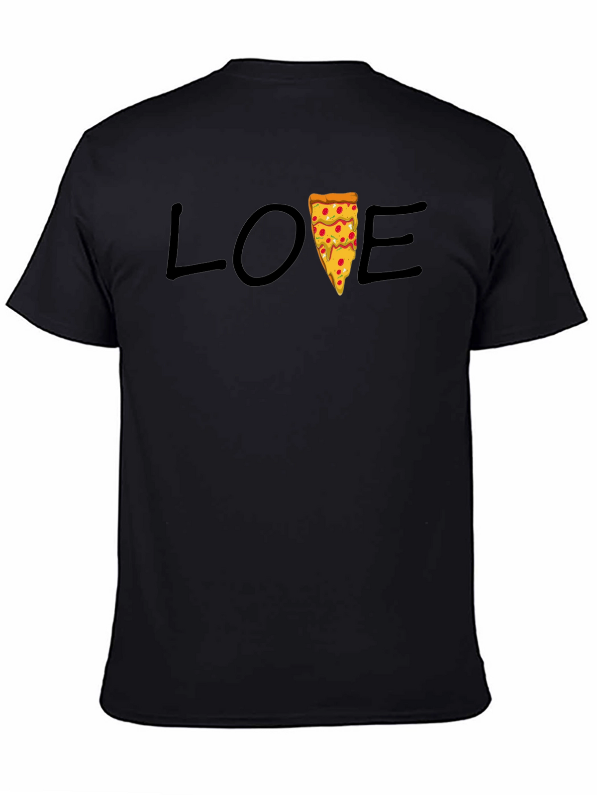 Love Pizza Graphic Tee - Casual Black T-Shirt