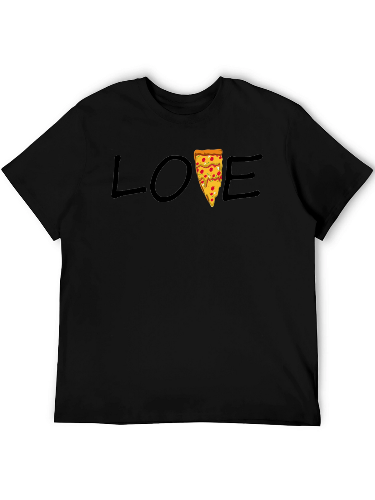 Love Pizza Graphic Tee - Casual Black T-Shirt
