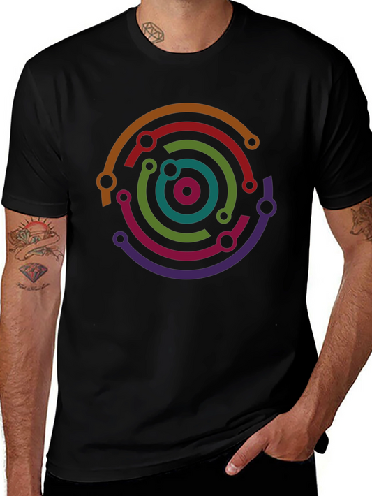 Abstract Circuit Ring Graphic T-Shirt