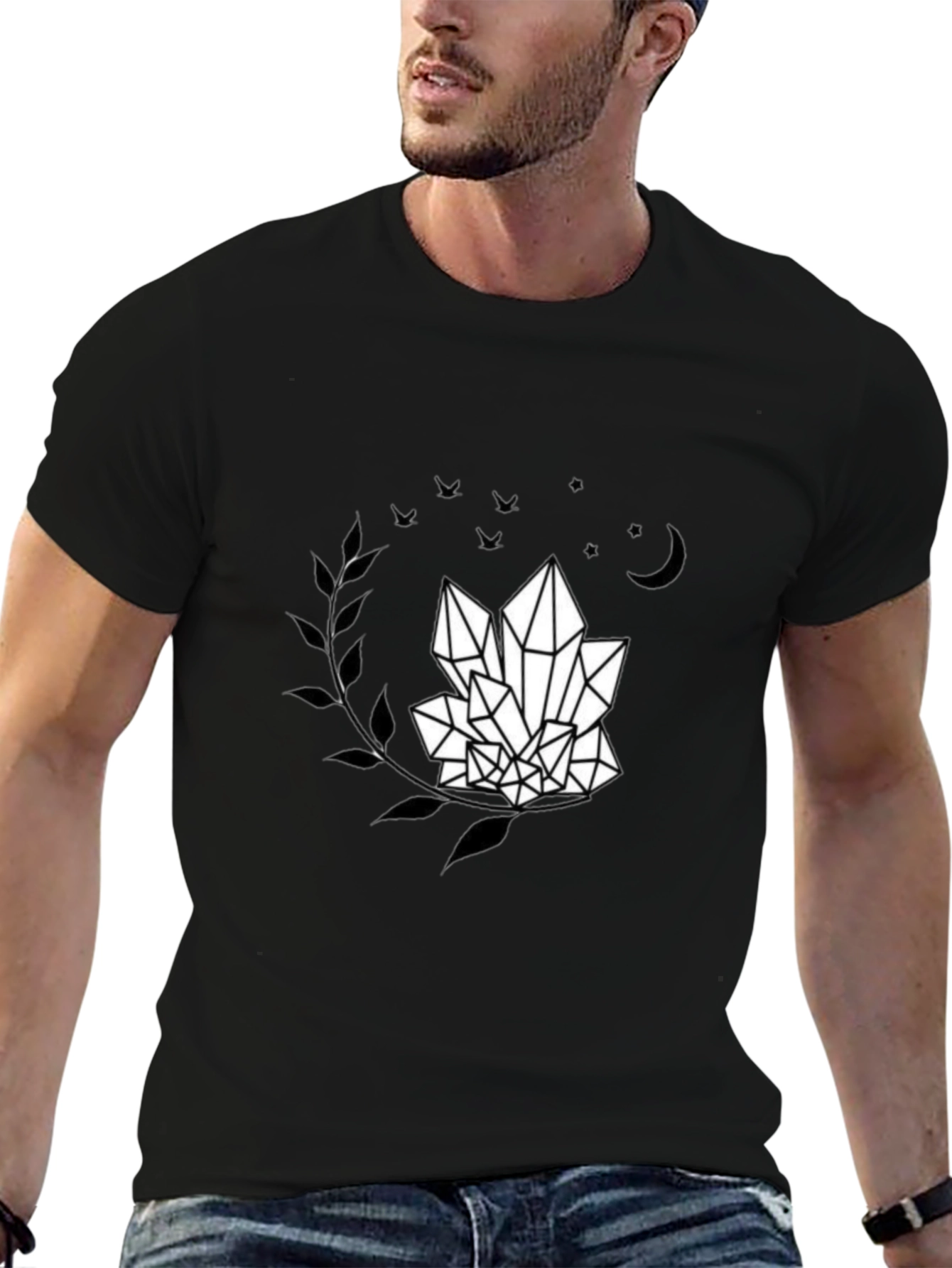 Crystal Graphic Tee - Black T-Shirt with Mystic Design