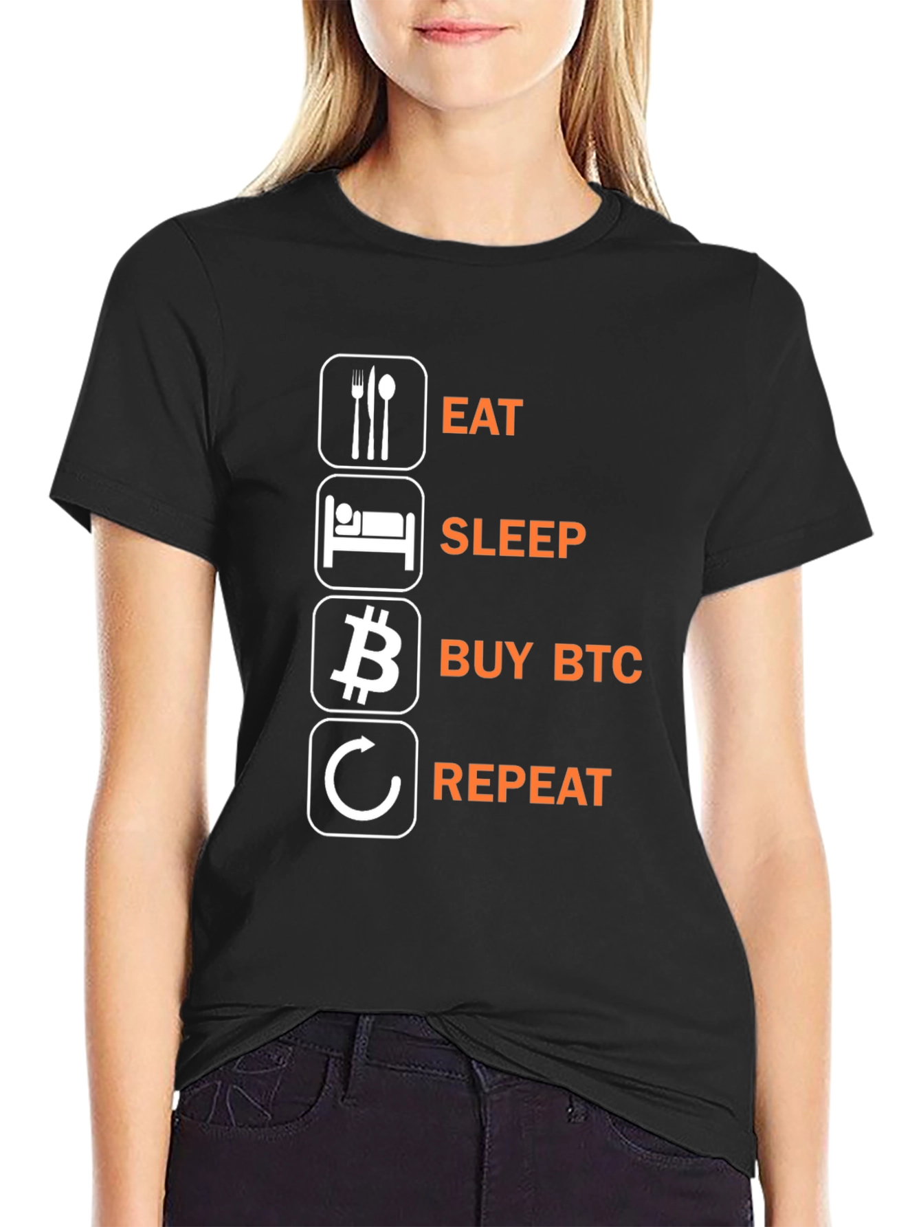 Eat Sleep Buy BTC Repeat Black T-Shirt