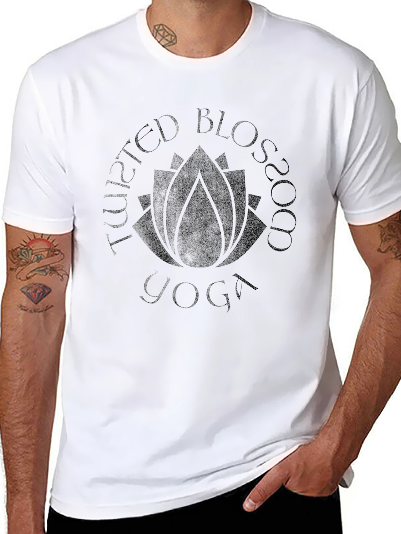 Twisted Blossom Yoga Graphic T-Shirt