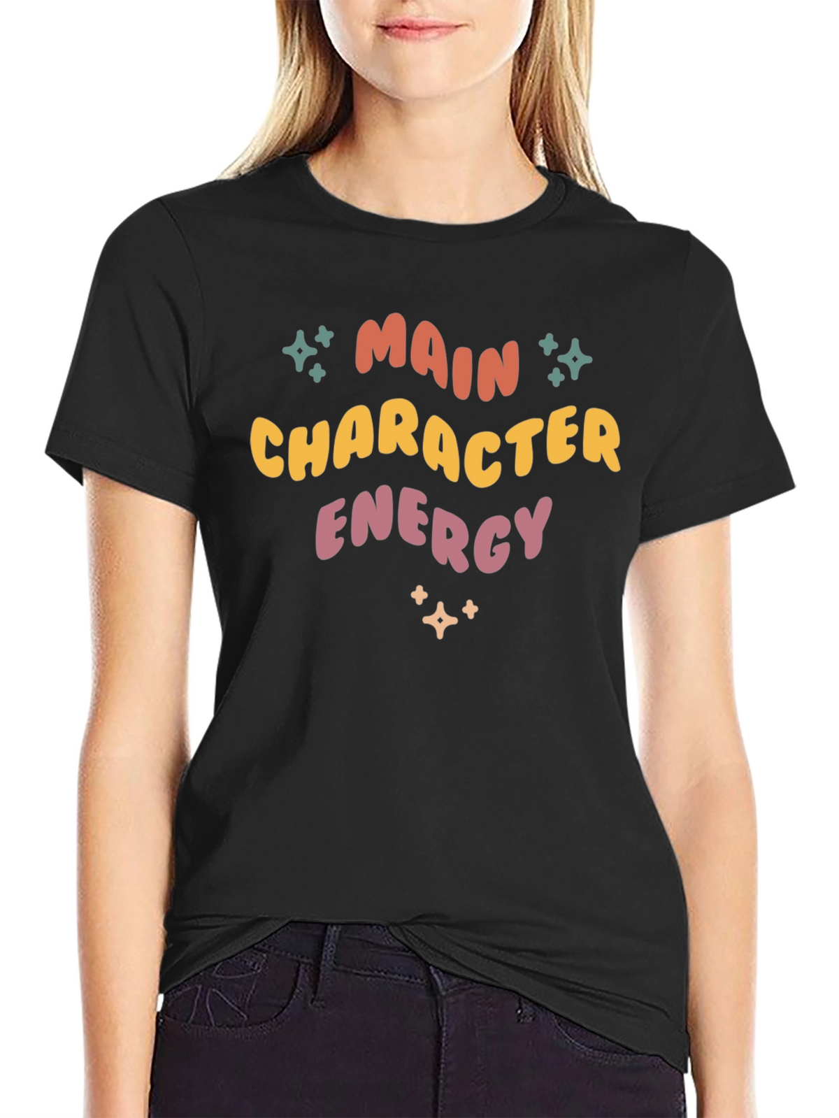 Main Character Energy T-Shirt - Retro Style Black Tee