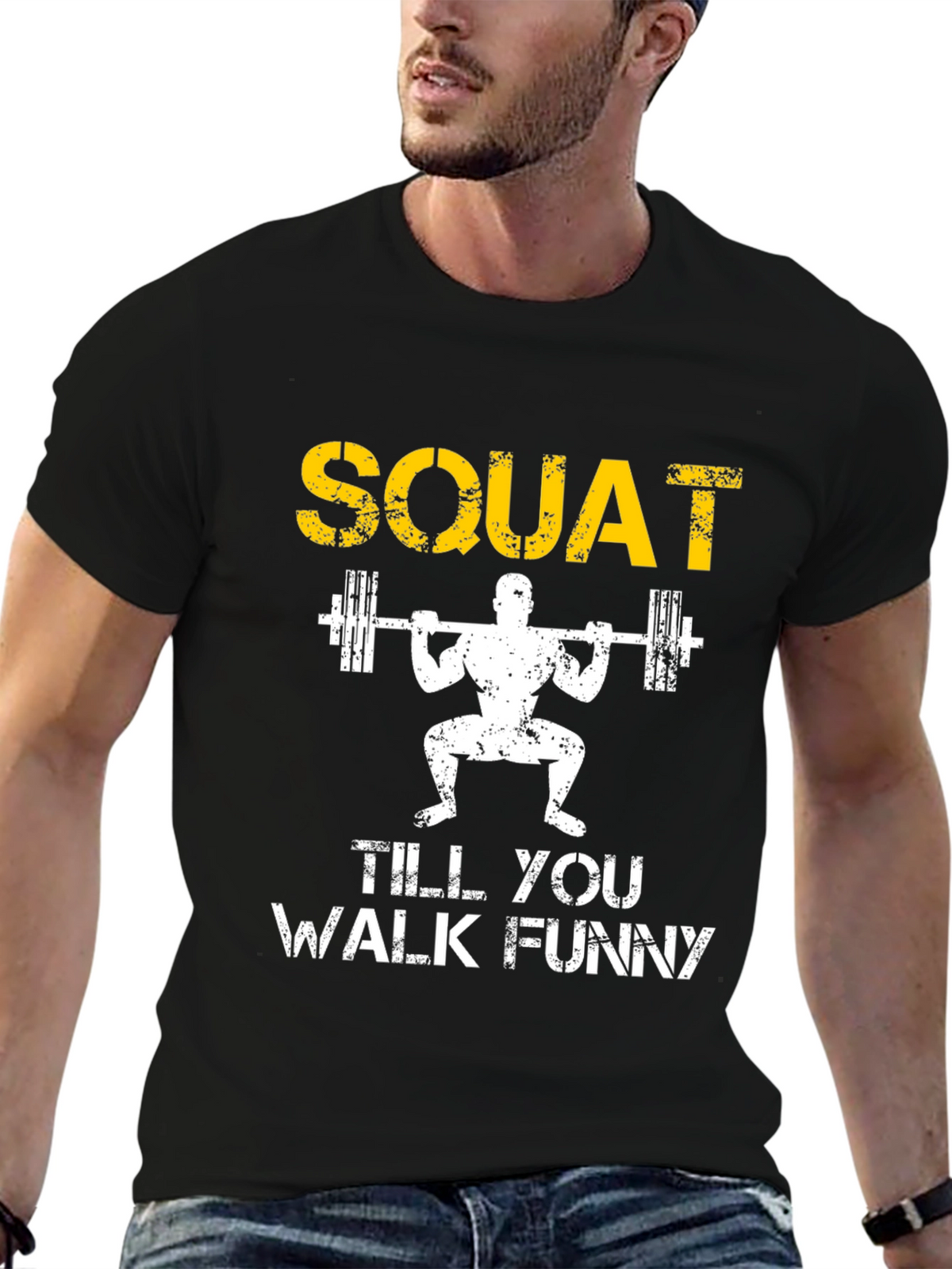 Squat Till You Walk Funny Black T-Shirt
