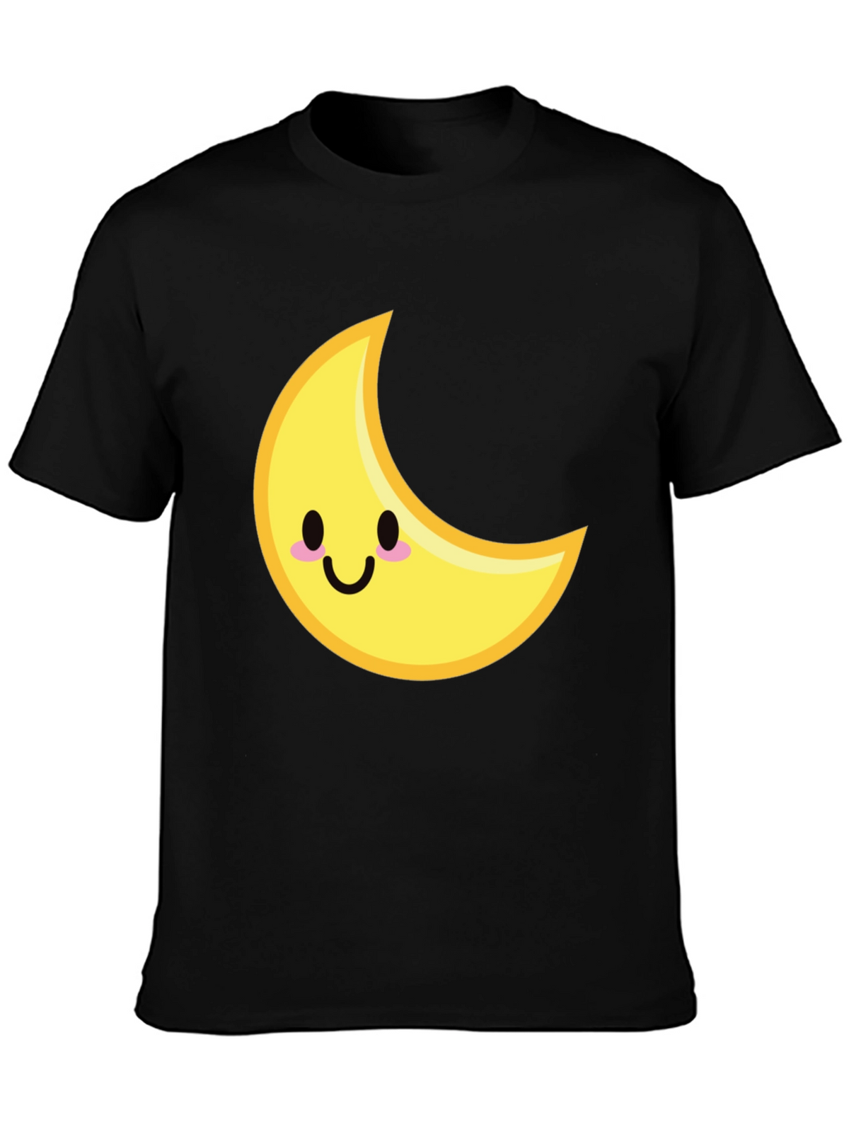 Cute Crescent Moon Graphic Tee - Black Cotton T-Shirt