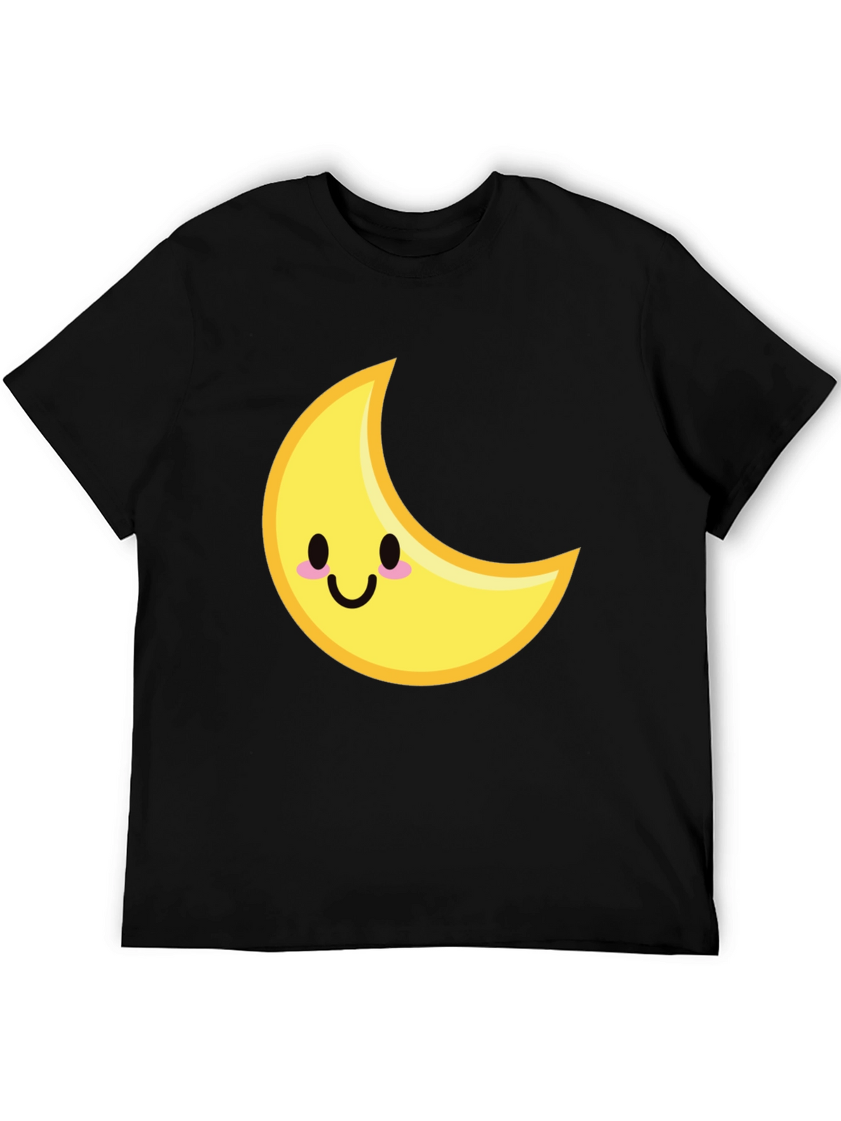 Cute Crescent Moon Graphic Tee - Black Cotton T-Shirt
