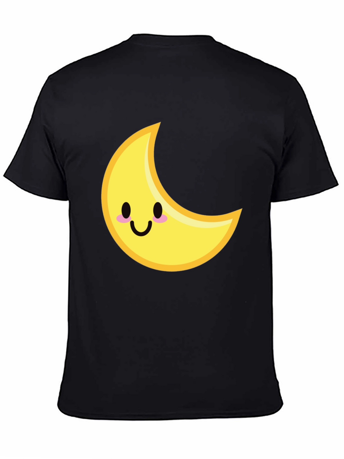 Cute Crescent Moon Graphic Tee - Black Cotton T-Shirt