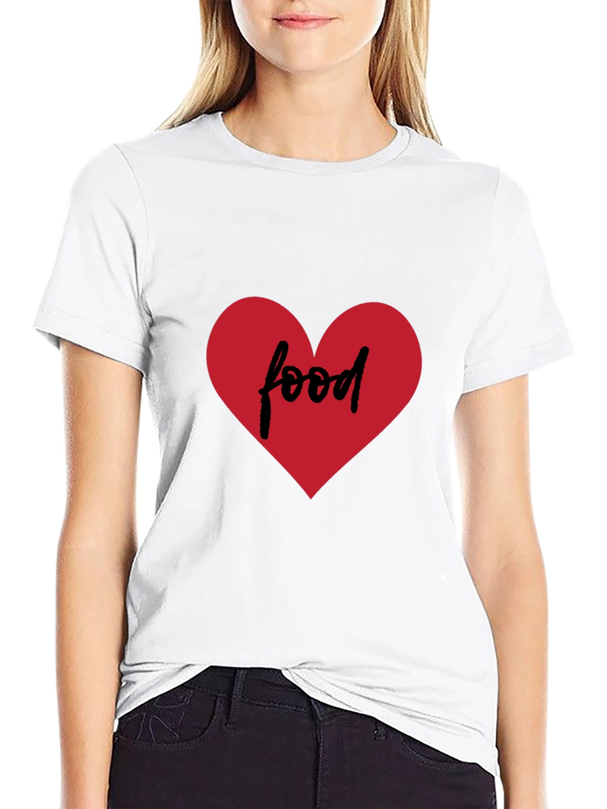 Food Lovers Tee - Heart Graphic Black T-Shirt