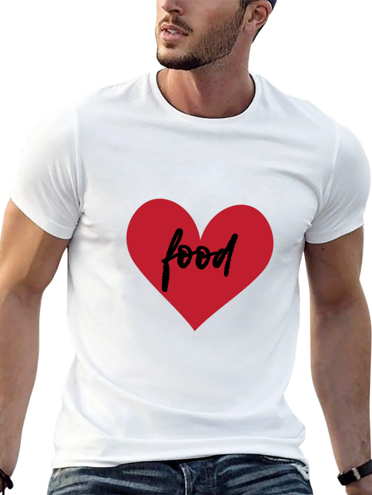 Food Lovers Tee - Heart Graphic Black T-Shirt