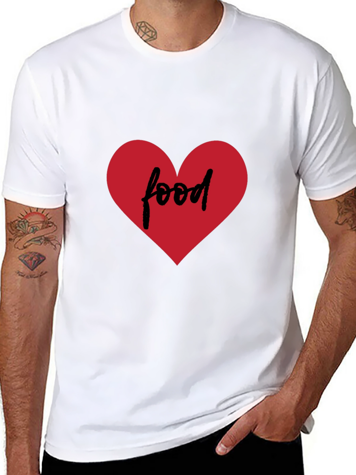 Food Lovers Tee - Heart Graphic Black T-Shirt