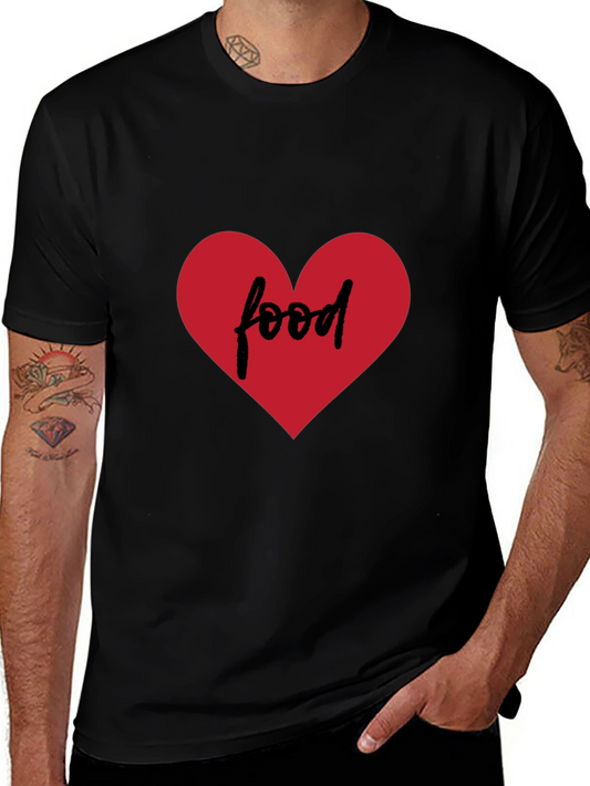 Food Lovers Tee - Heart Graphic Black T-Shirt