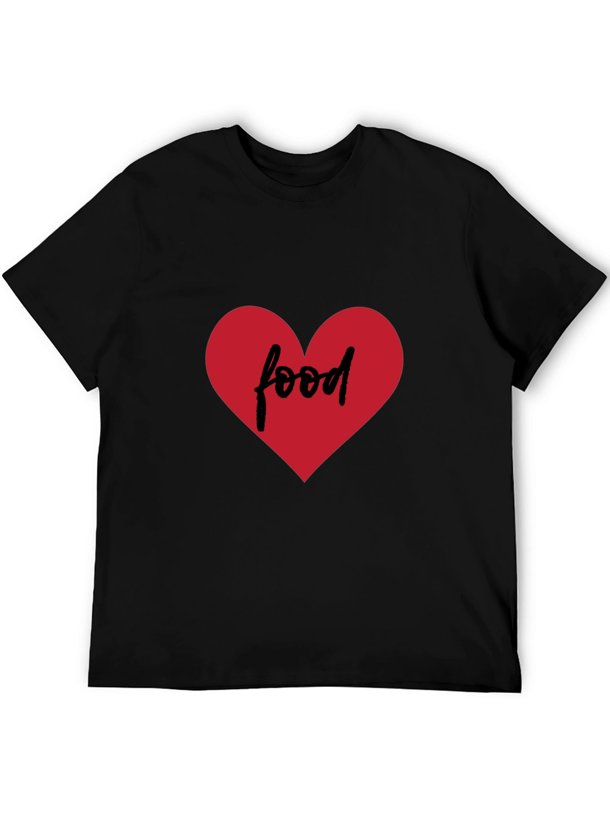 Food Lovers Tee - Heart Graphic Black T-Shirt
