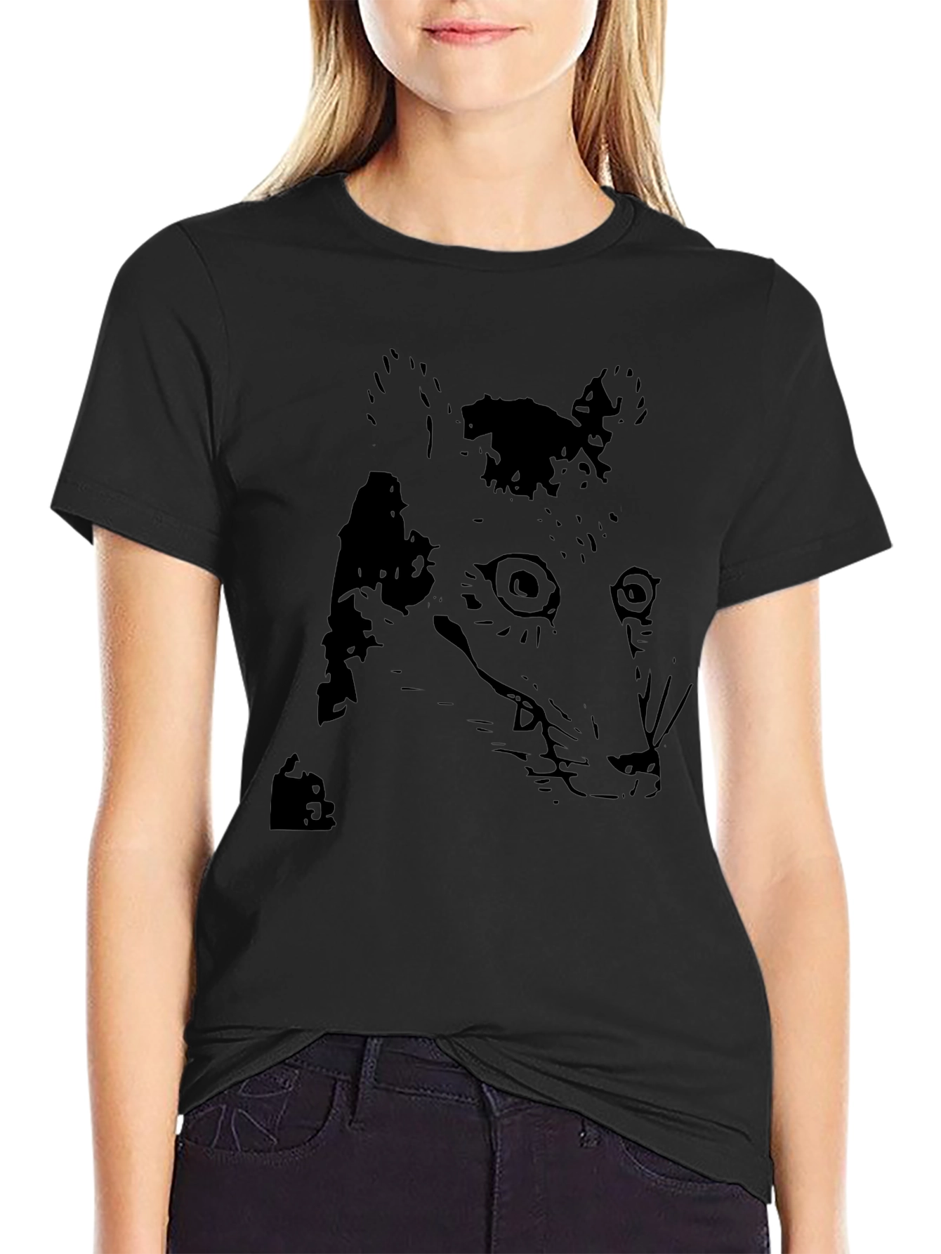 Unique Black Graphic Tee - Abstract Animal Print