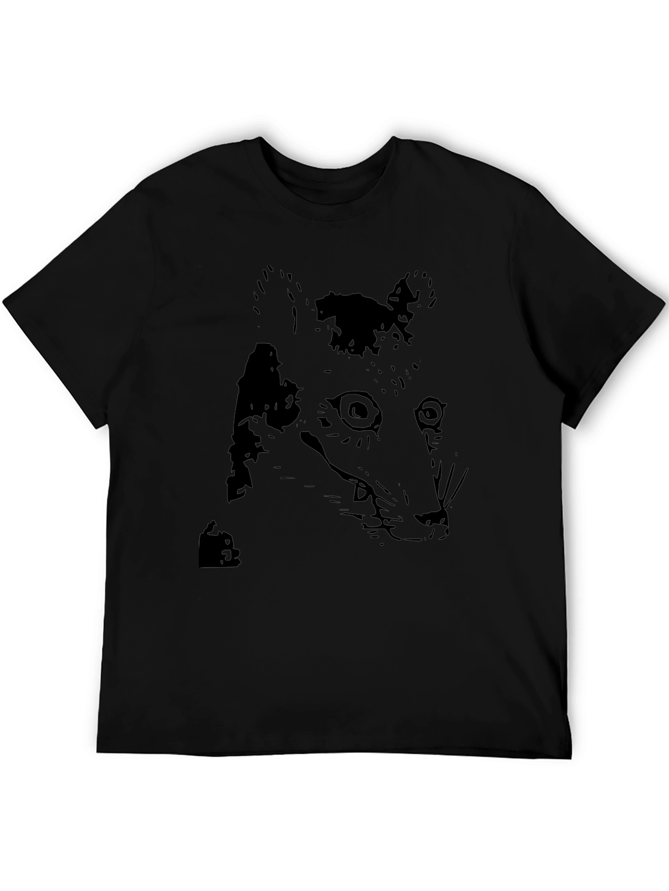 Unique Black Graphic Tee - Abstract Animal Print