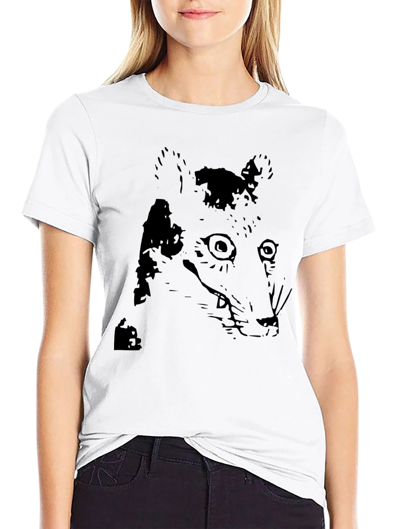 Unique Black Graphic Tee - Abstract Animal Print