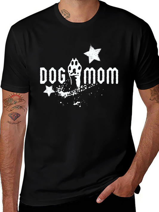 Dog Mom T-Shirt - Paw Print Star Design