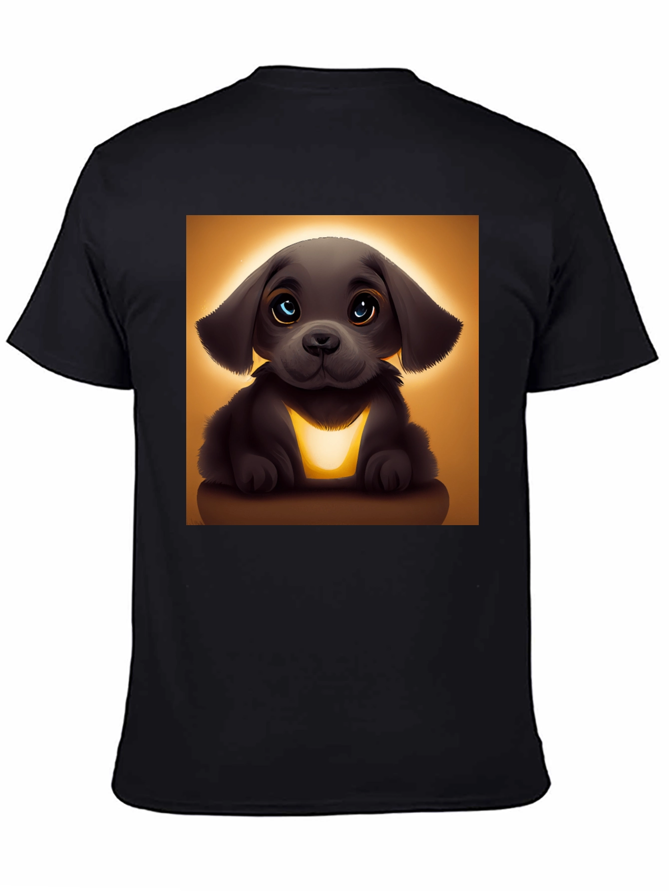 Cute Cartoon Puppy T-Shirt - Black