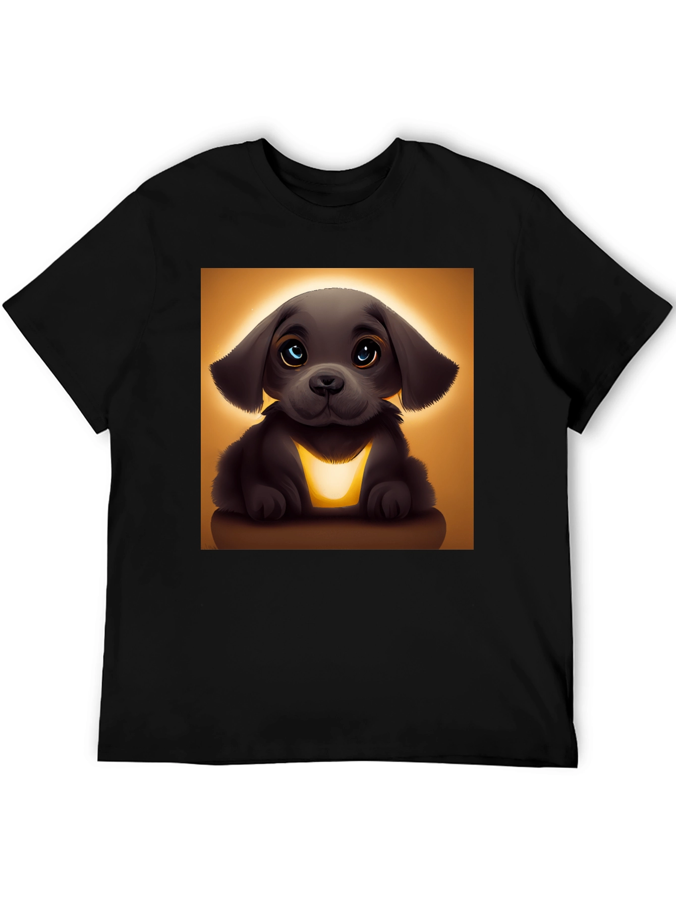 Cute Cartoon Puppy T-Shirt - Black