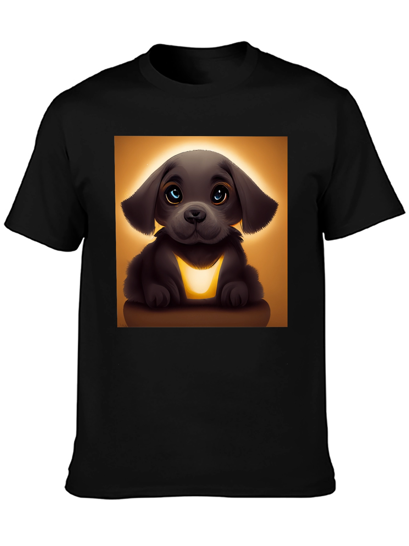 Cute Cartoon Puppy T-Shirt - Black