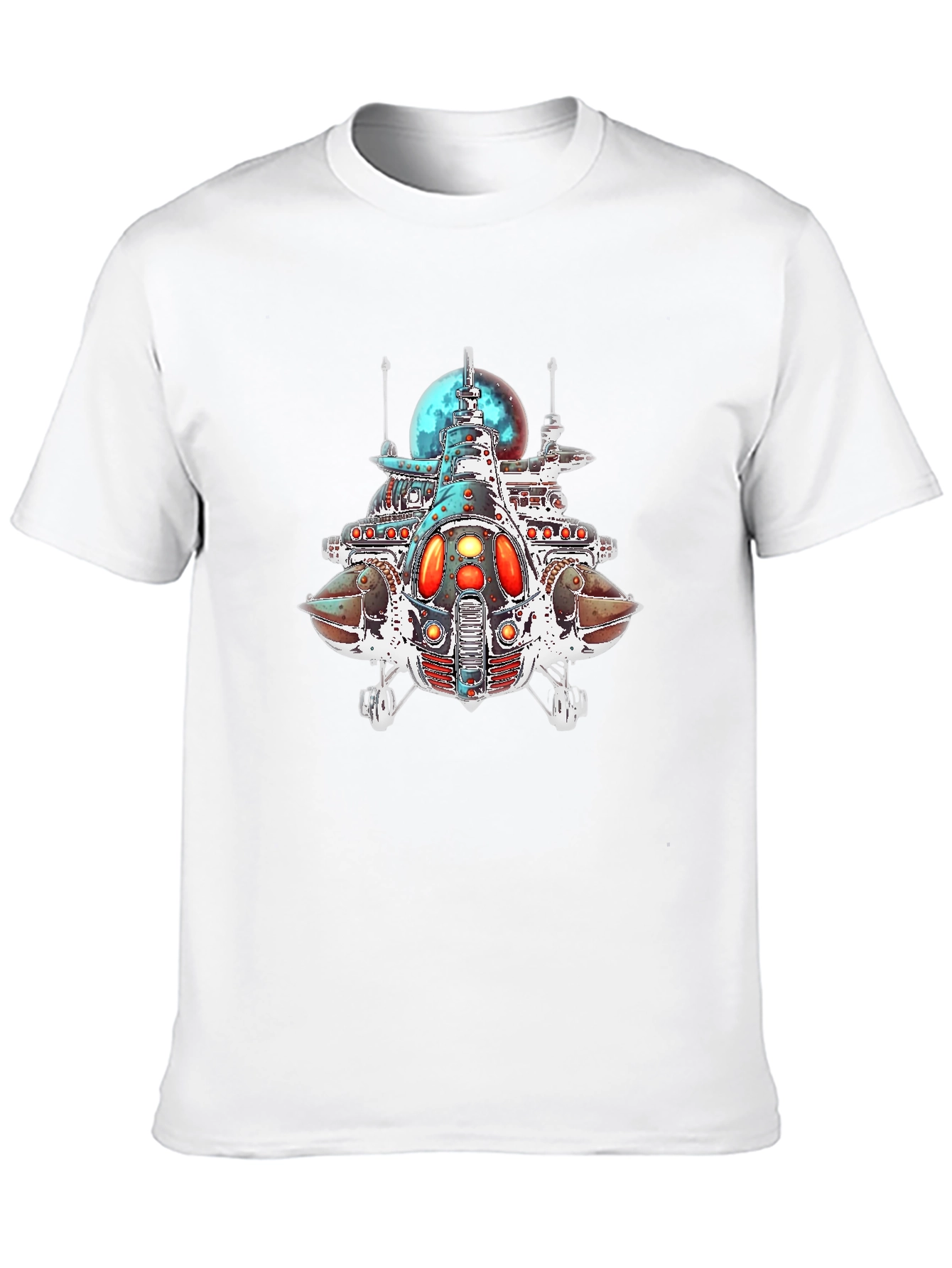 Sci-Fi Spaceship Graphic Black T-Shirt