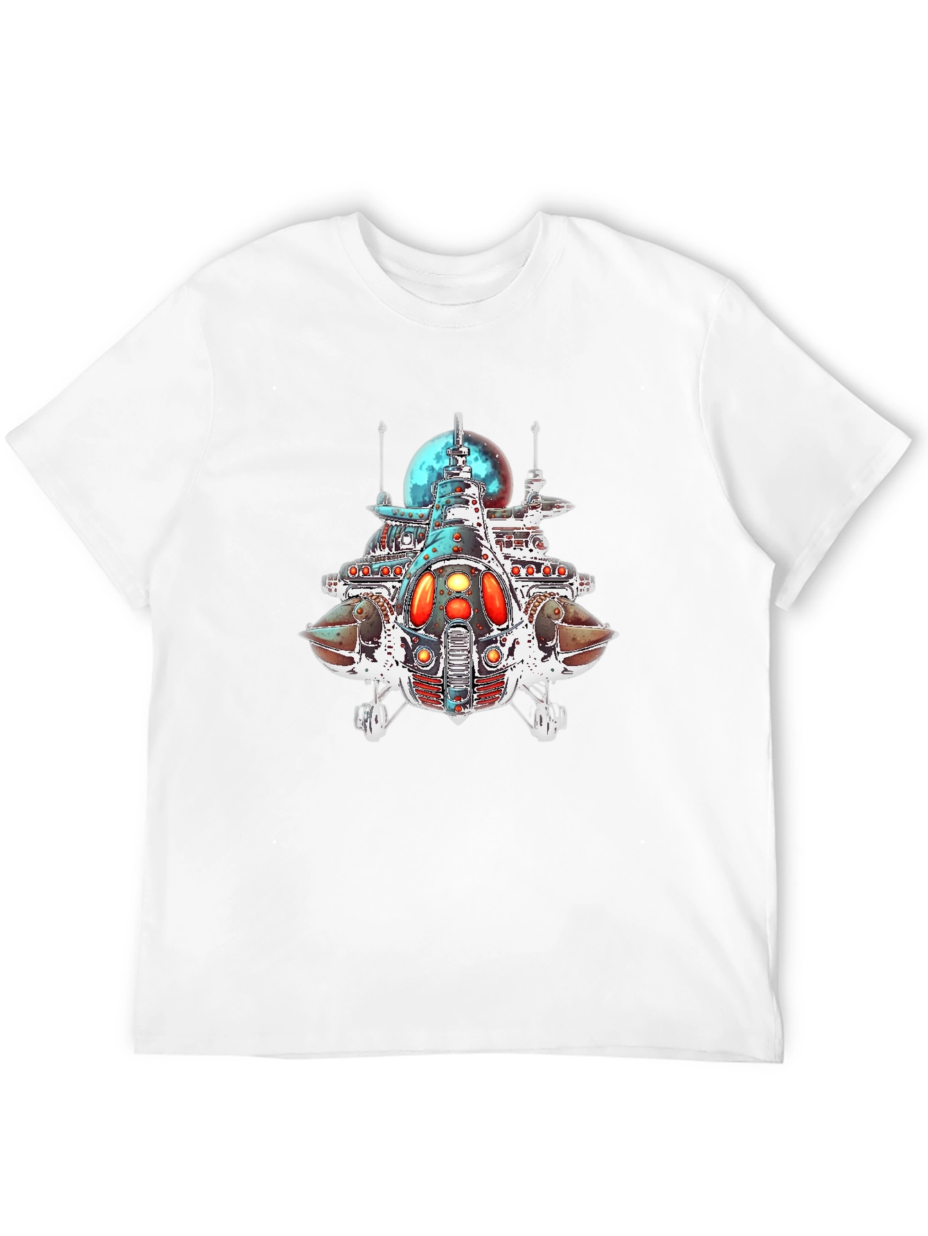 Sci-Fi Spaceship Graphic Black T-Shirt