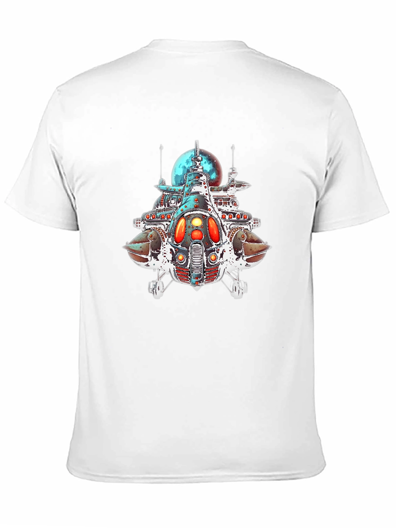 Sci-Fi Spaceship Graphic Black T-Shirt