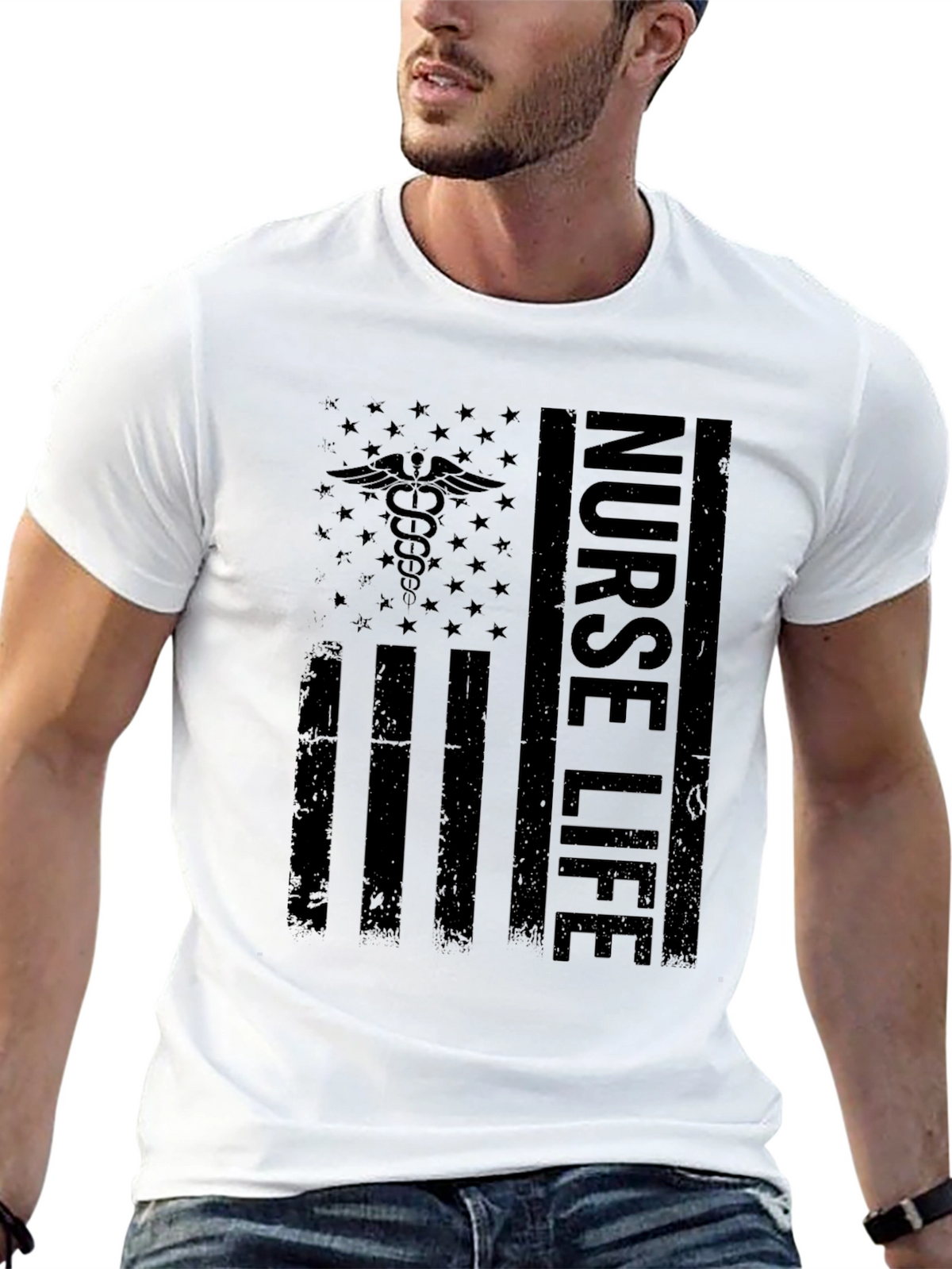 Nurse Life Flag T-Shirt - Black