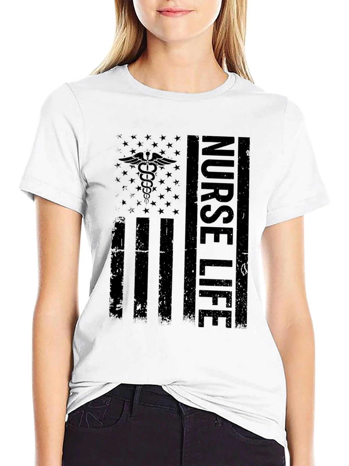 Nurse Life Flag T-Shirt - Black