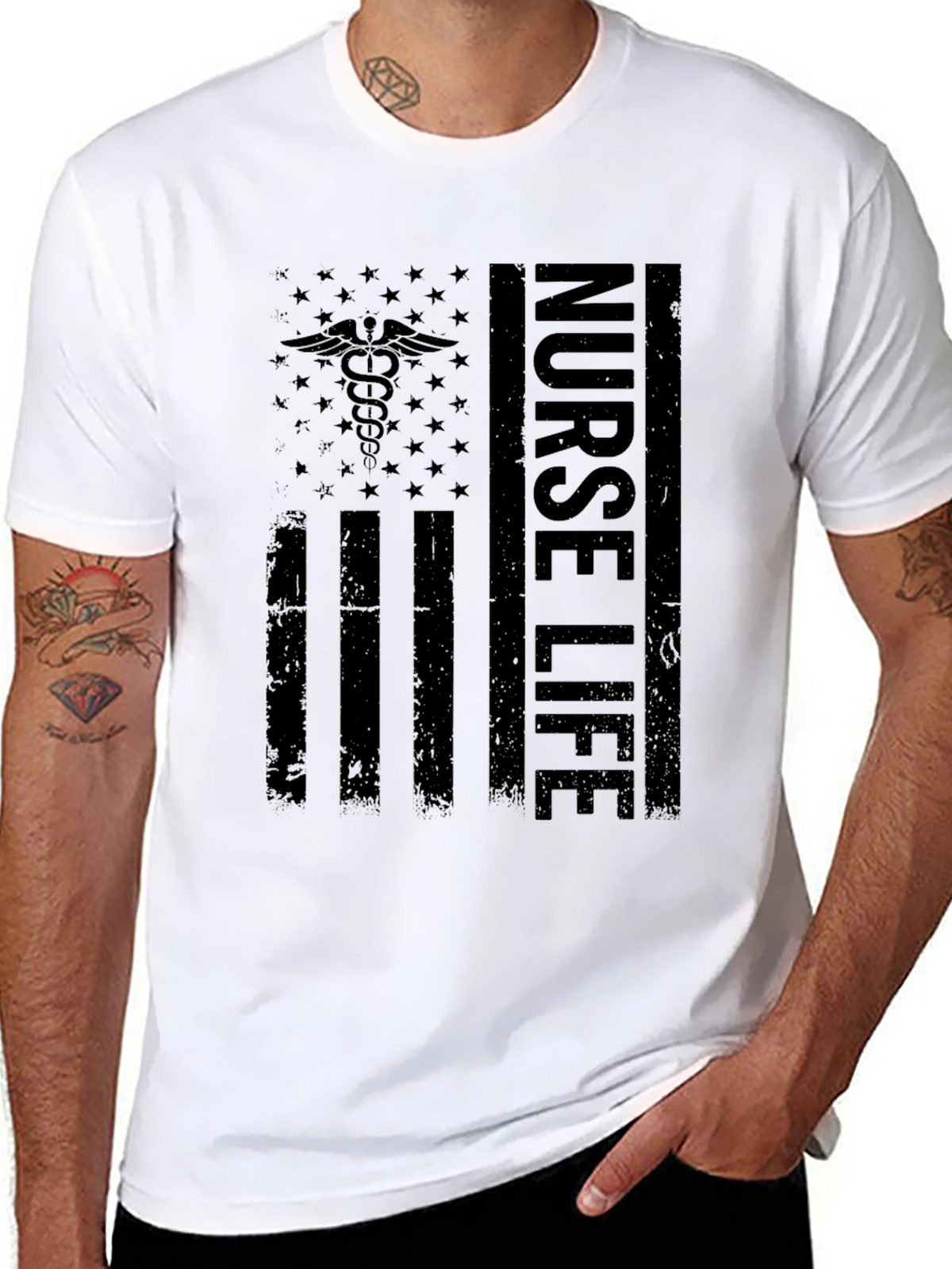 Nurse Life Flag T-Shirt - Black
