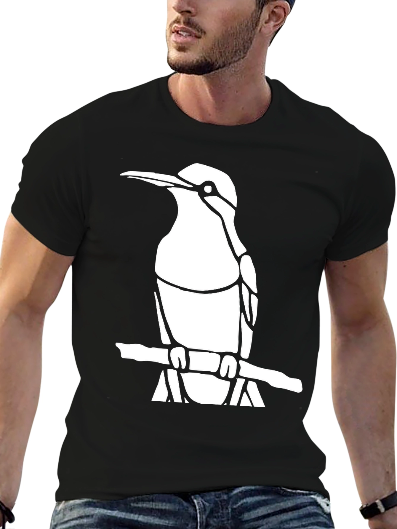 Cool Bird Graphic Tee - Black Cotton Shirt