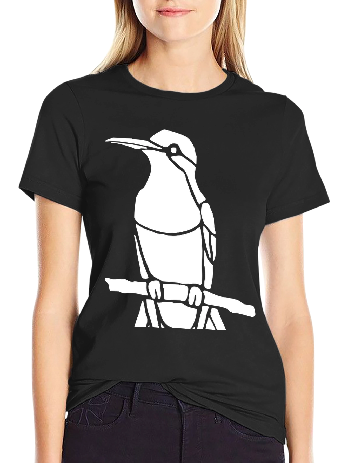 Cool Bird Graphic Tee - Black Cotton Shirt