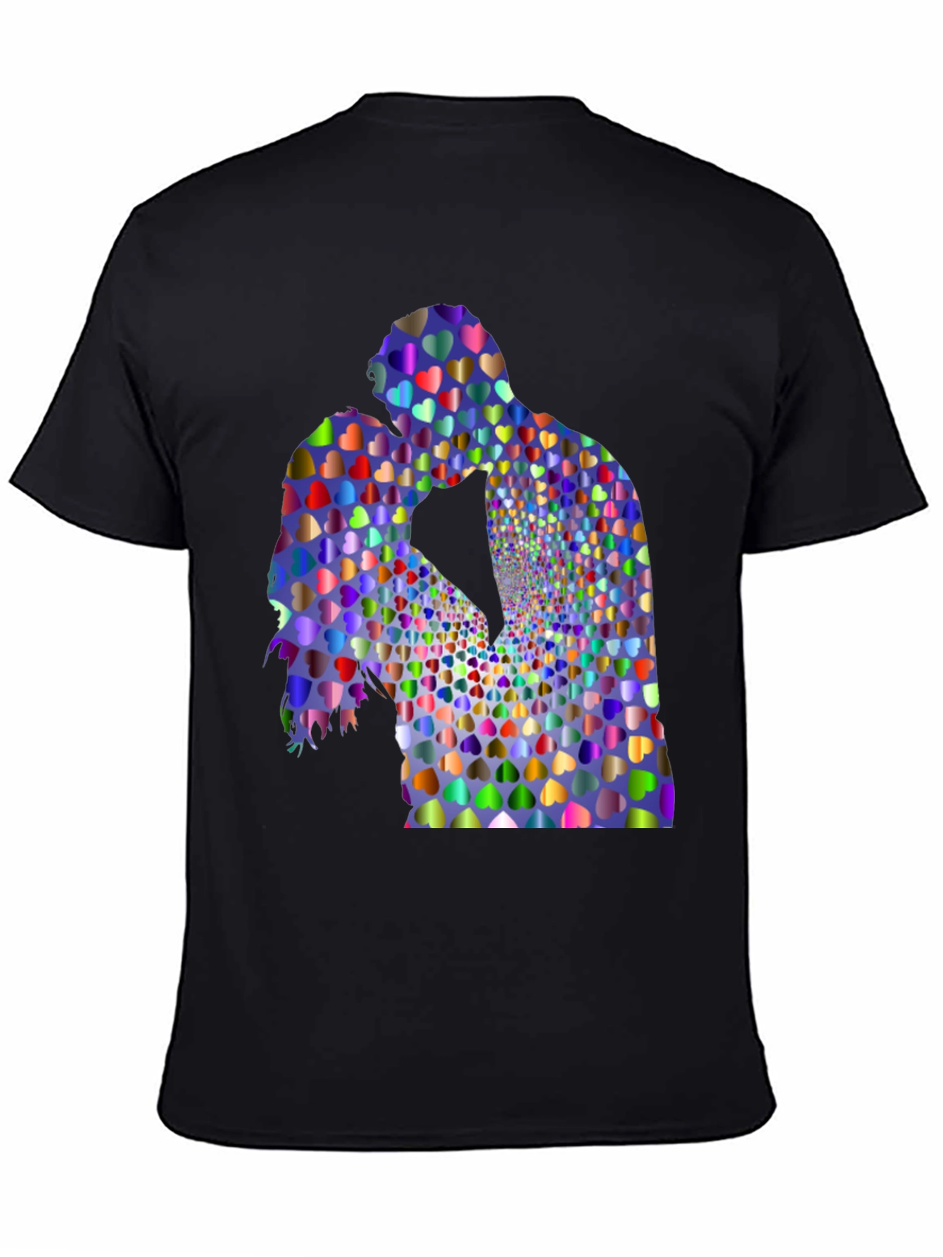 Heart Kissing Couple Graphic Black Tee