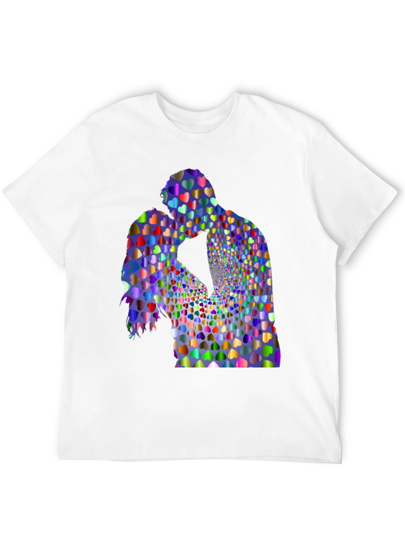 Heart Kissing Couple Graphic Black Tee