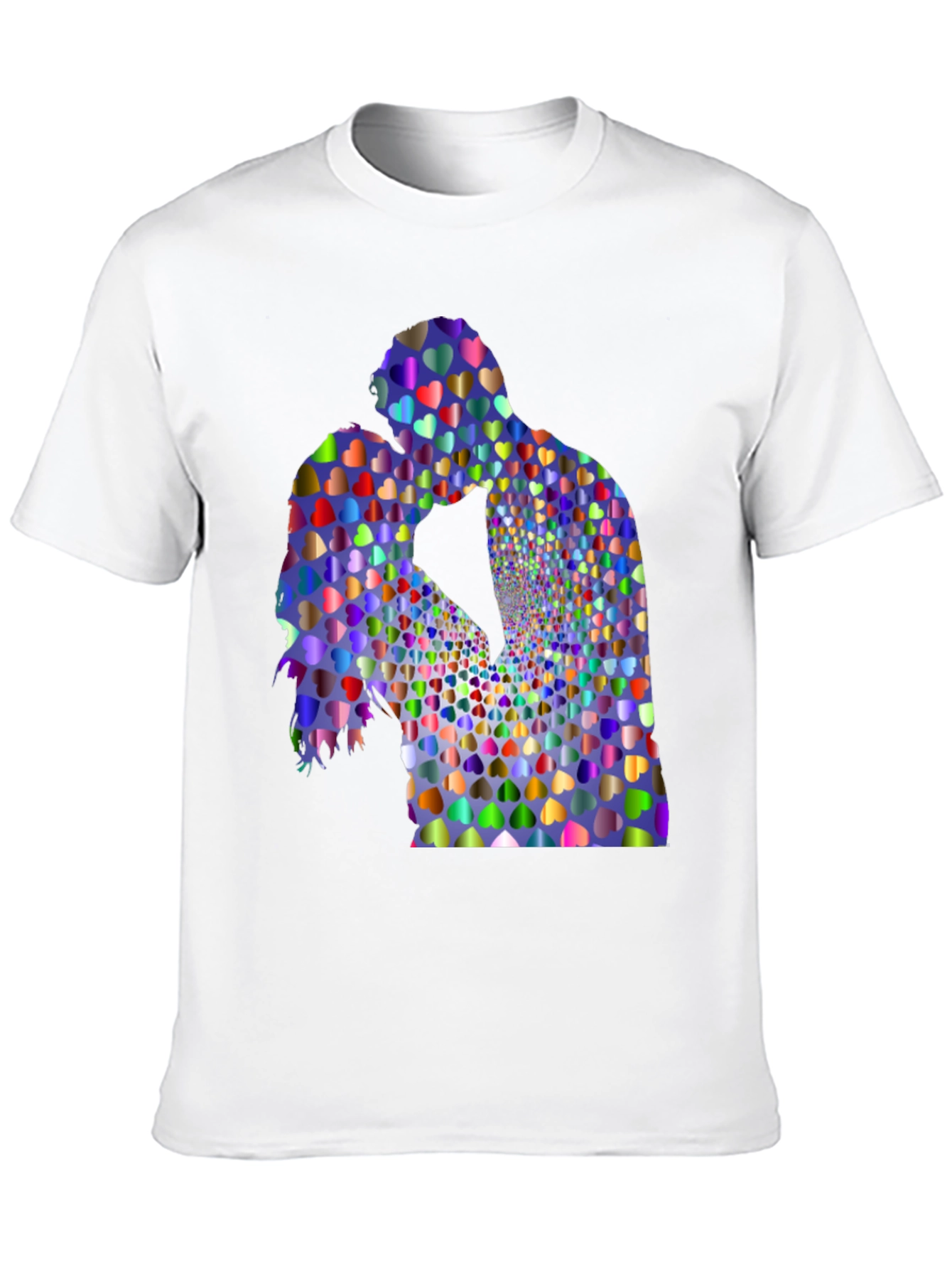 Heart Kissing Couple Graphic Black Tee