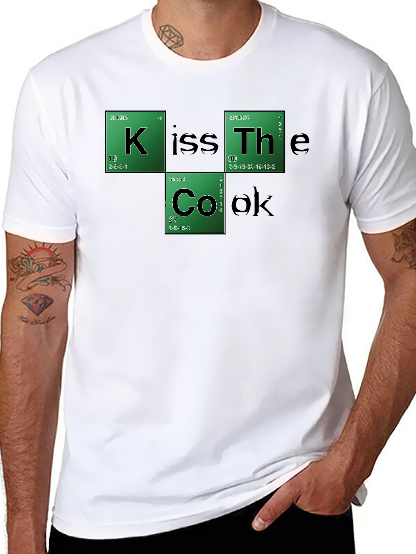 Kiss The Cook Periodic Table Style Black T-Shirt