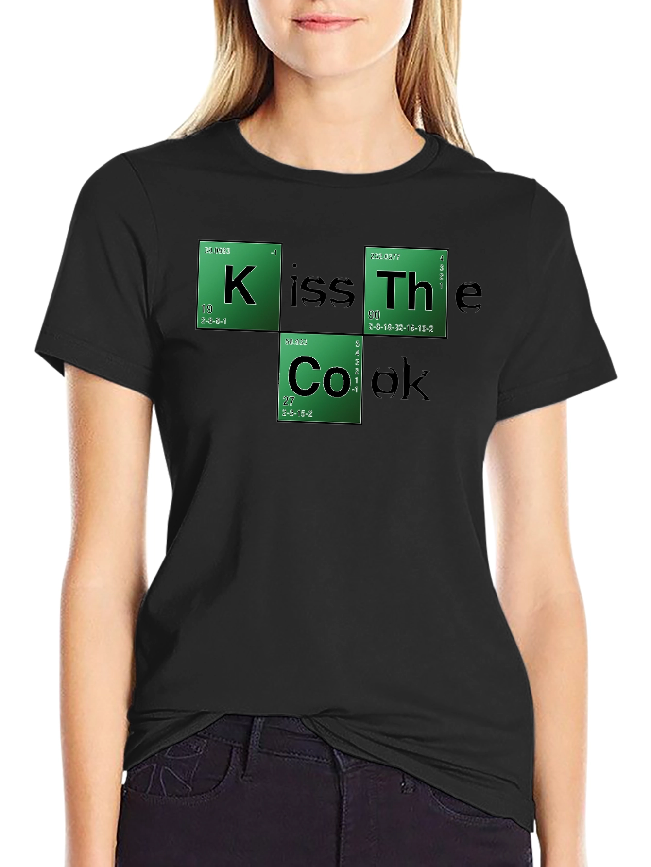 Kiss The Cook Periodic Table Style Black T-Shirt