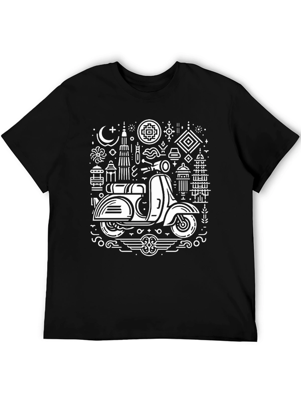 Retro Scooter Graphic Tee - Black